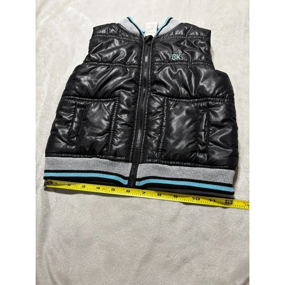 Calvin Klein Jeans Baby Boys 24 Months 2T Zippered Shiny Puffer Vest in Black